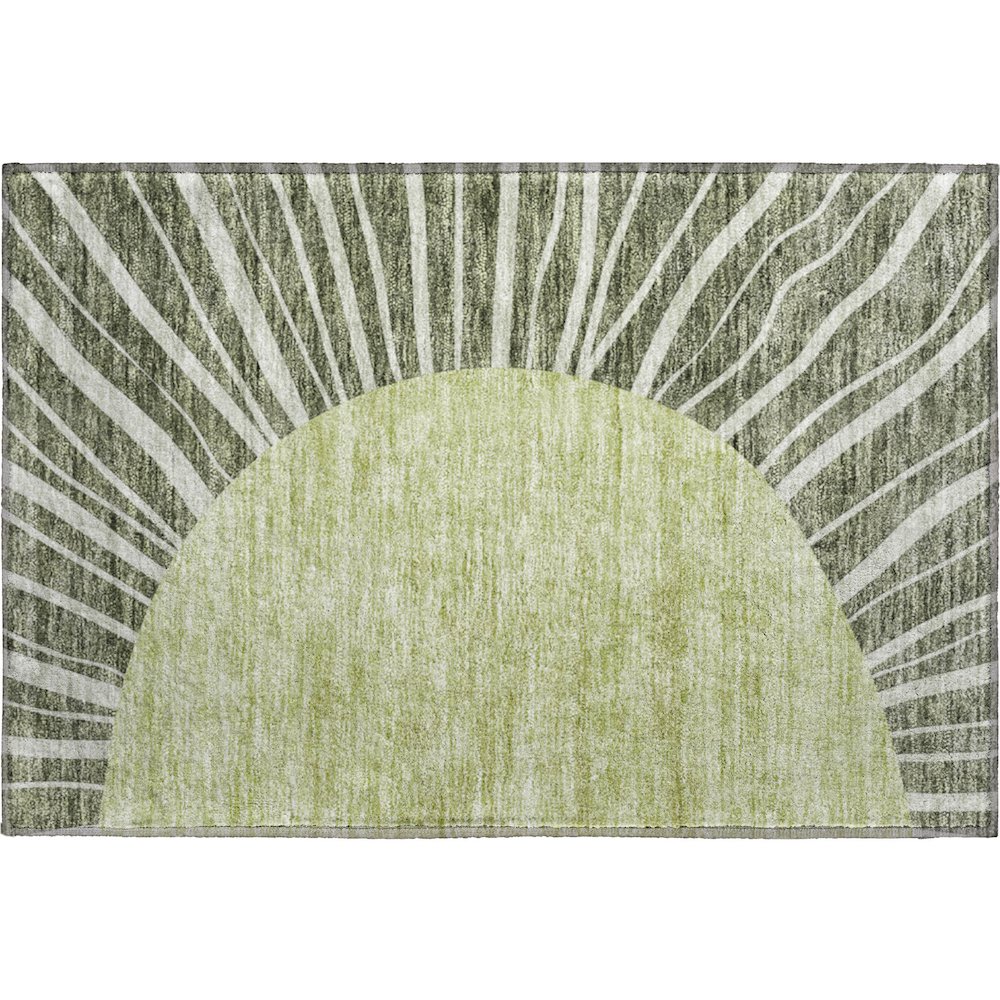 Premium Machine Washable Mayfield AMF668 Olive 1'8" x 2'6" Rug. Picture 1