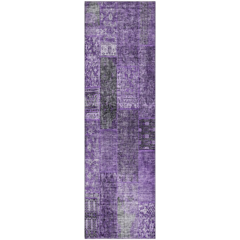Premium Machine Washable Mayfield AMF669 Eggplant 2'3" x 7'6" Runner Rug. Picture 1