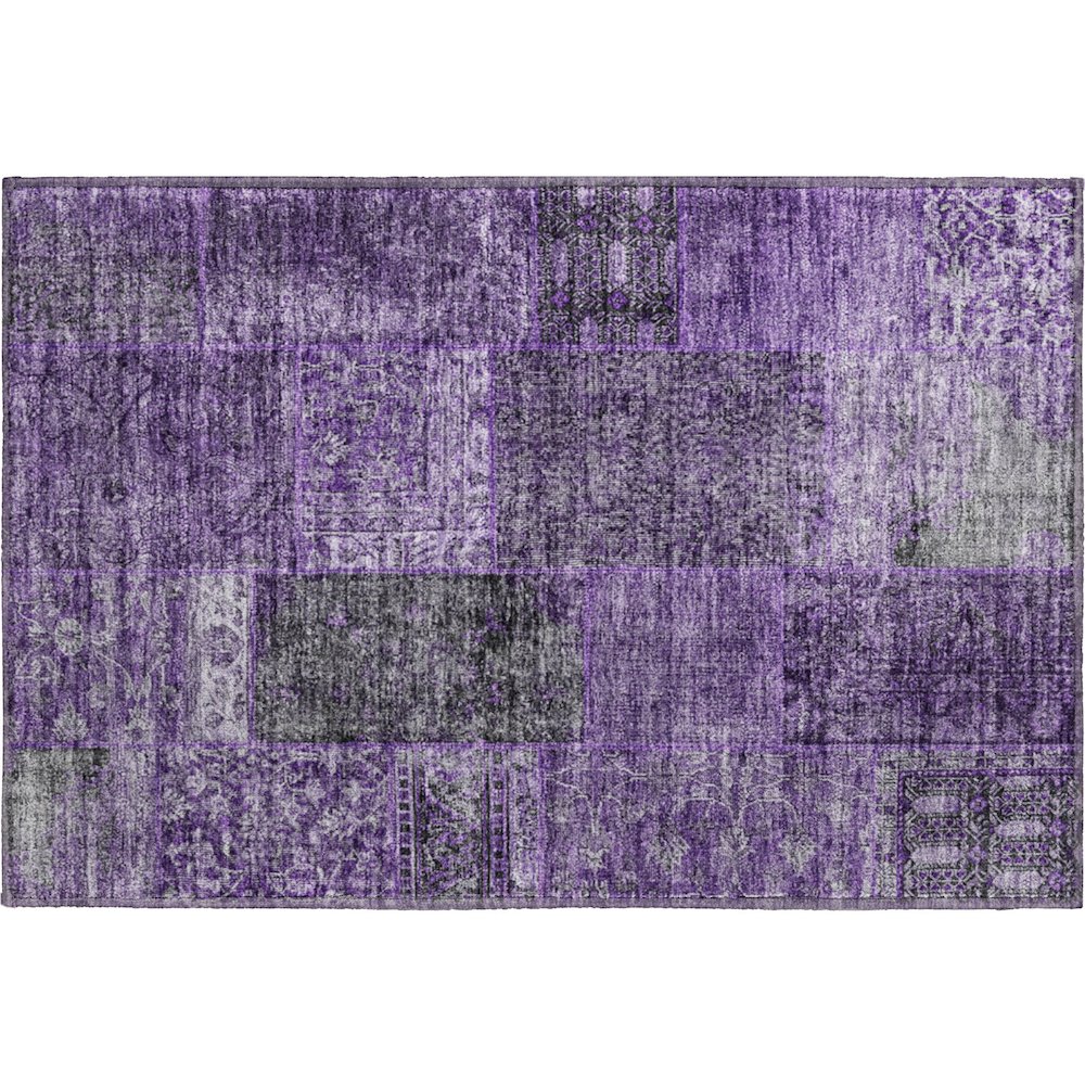 Premium Machine Washable Mayfield AMF669 Eggplant 1'8" x 2'6" Rug. Picture 1