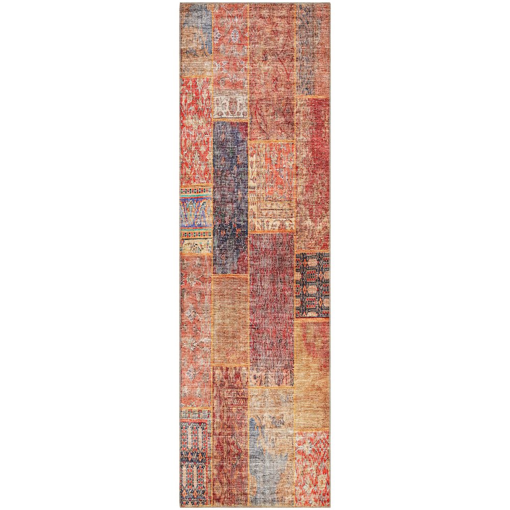 Premium Machine Washable Mayfield AMF669 Red 2'3" x 7'6" Runner Rug. Picture 1