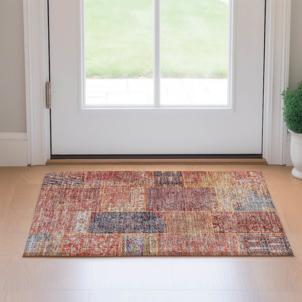Premium Machine Washable Mayfield AMF669 Red 1'8" x 2'6" Rug. Picture 5