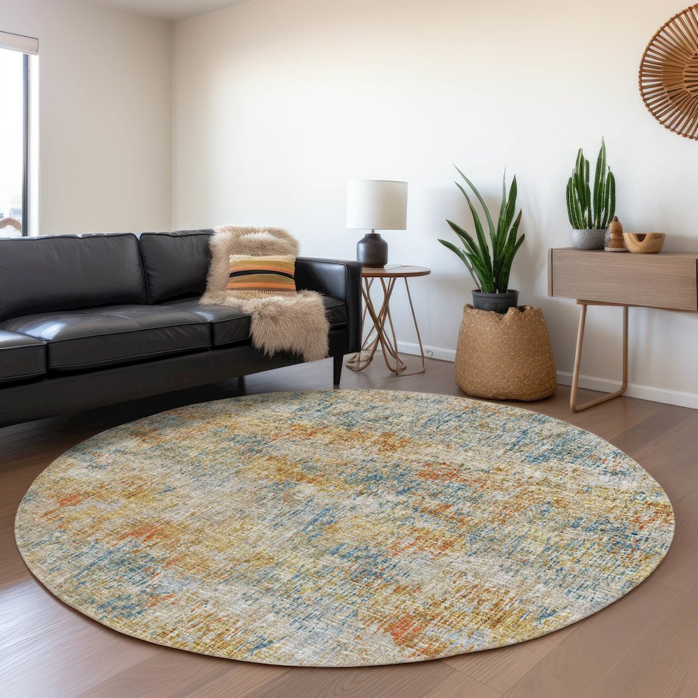 Premium Machine Washable Mayfield  Gilded 8' x 8' Round Rug. Picture 5