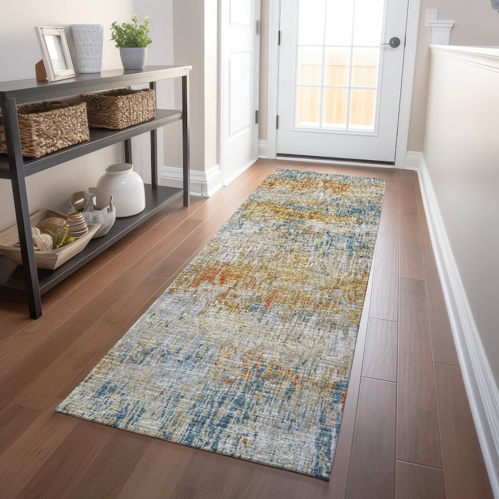 Premium Machine Washable Mayfield  Gilded 2'3" x 7'6" Runner Rug. Picture 5