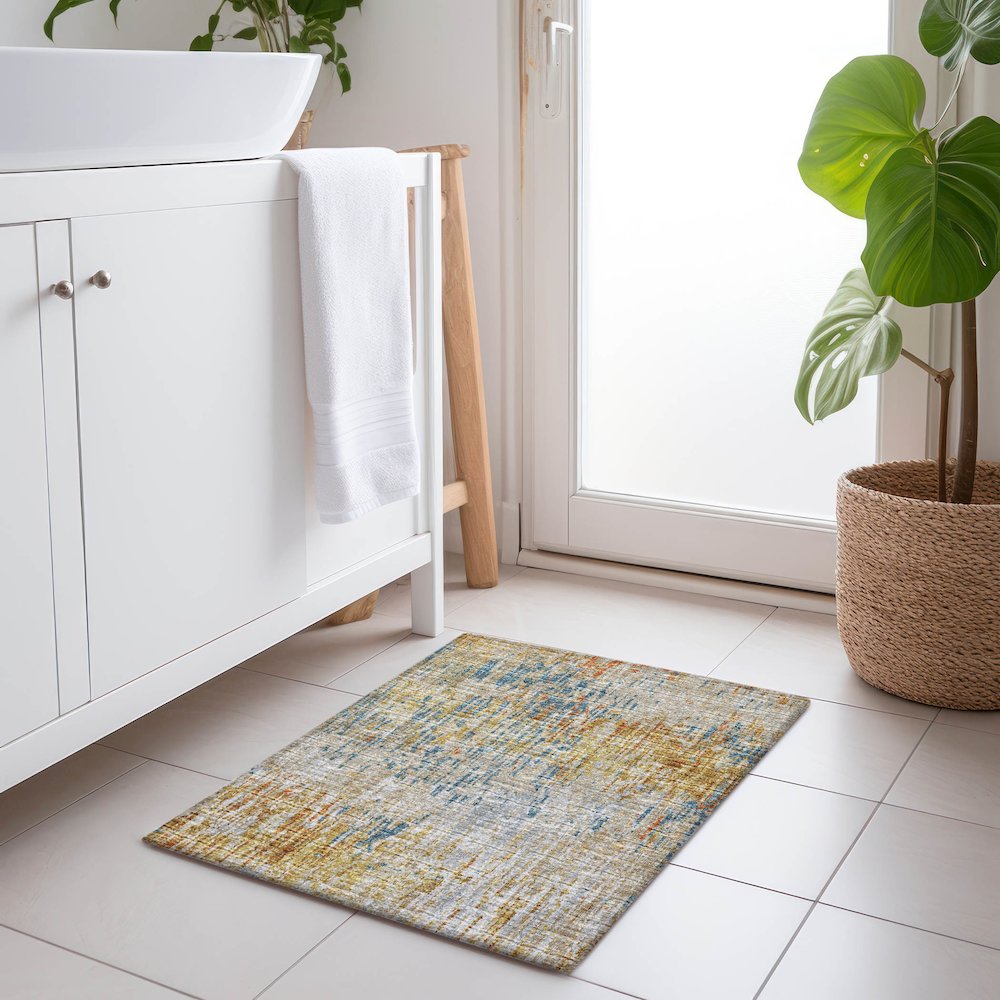Premium Machine Washable Mayfield  Gilded 1'8" x 2'6" Rug. Picture 5
