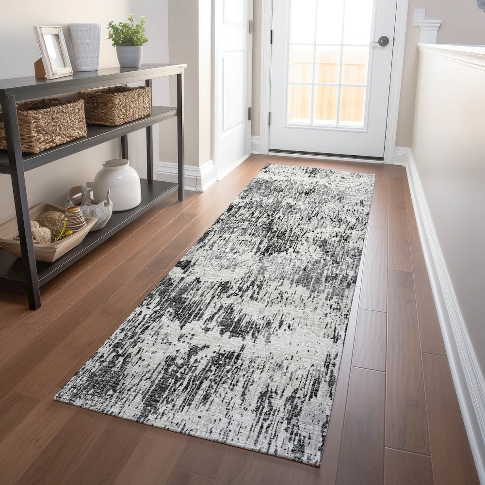 Premium Machine Washable Mayfield  Gray 2'3" x 7'6" Runner Rug. Picture 5