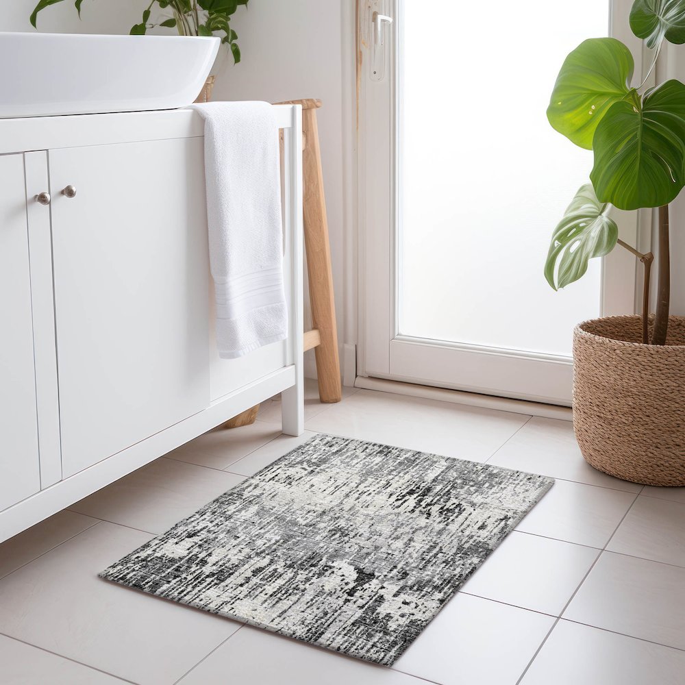 Premium Machine Washable Mayfield  Gray 1'8" x 2'6" Rug. Picture 5
