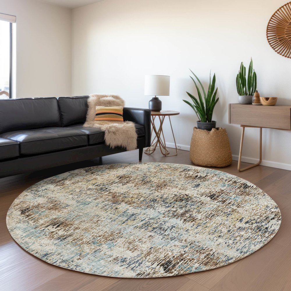 Premium Machine Washable Mayfield  Moody 8' x 8' Round Rug. Picture 5