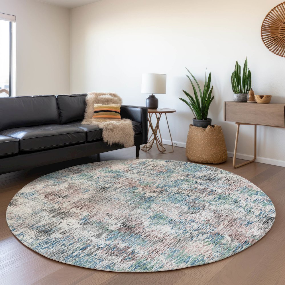 Premium Machine Washable Mayfield  Multi 8' x 8' Round Rug. Picture 5