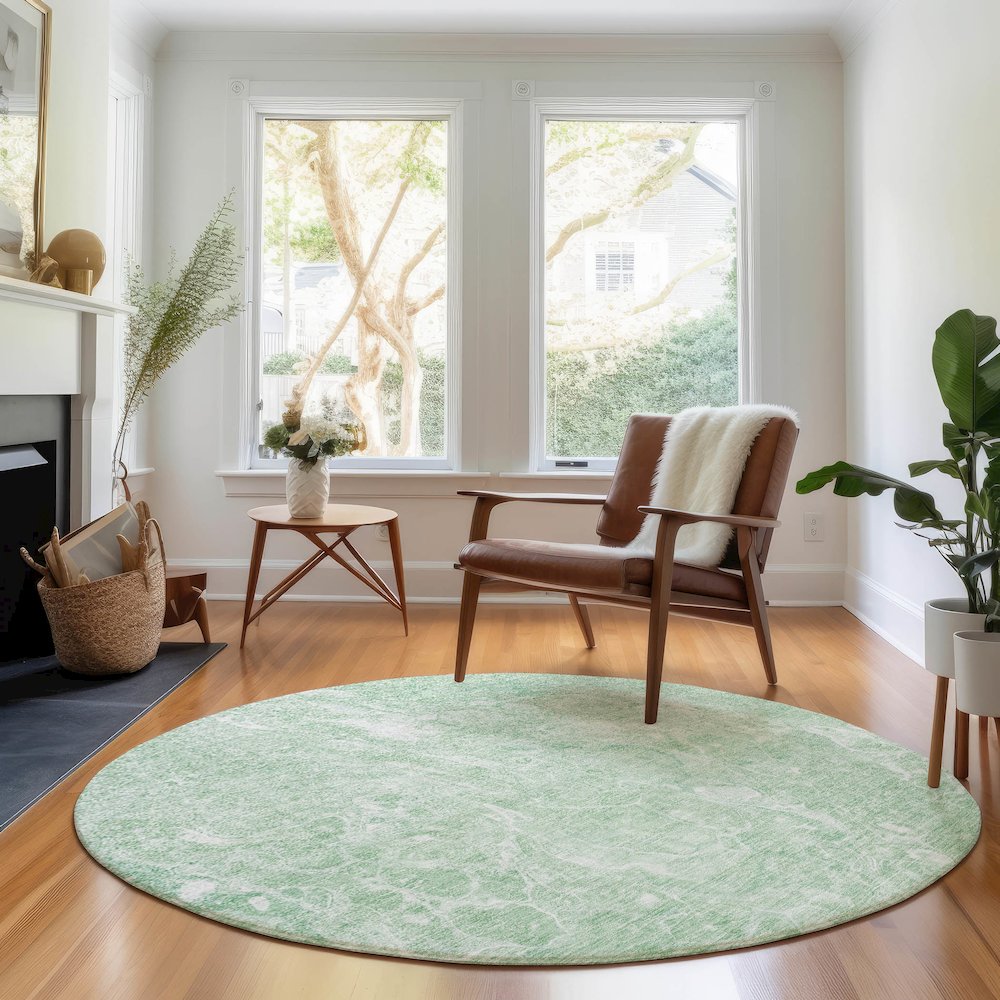 Premium Machine Washable Mayfield AMF670 Mint 8' x 8' Round Rug. Picture 5