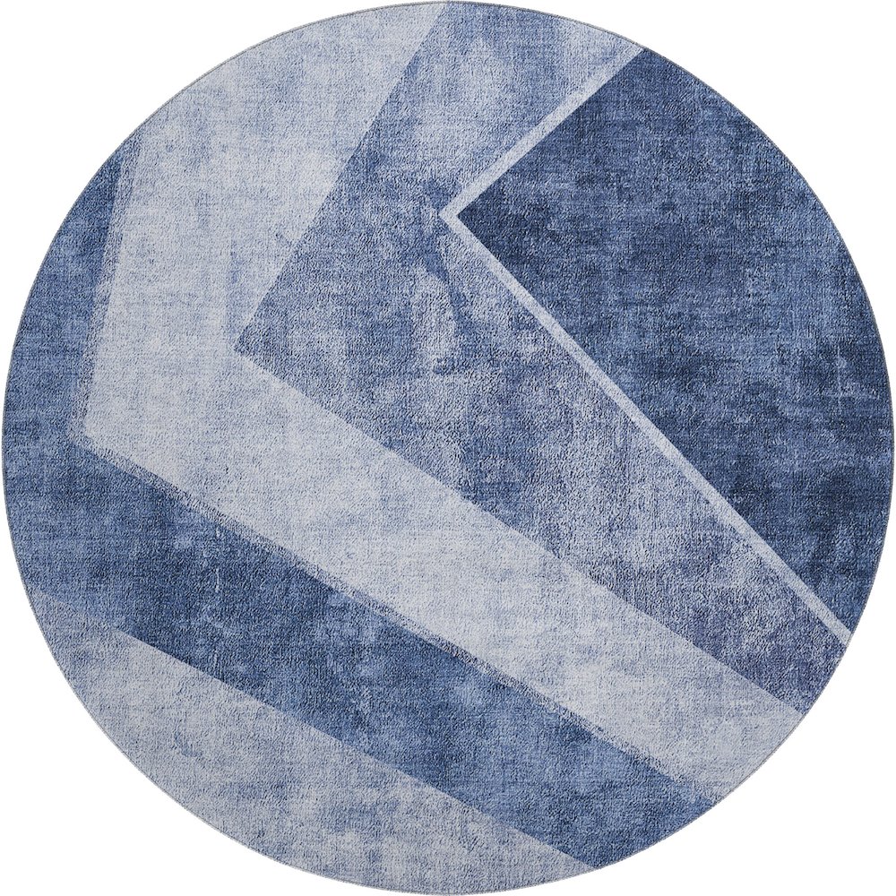Premium Machine Washable Mayfield AMF671 Blue 8' x 8' Round Rug. Picture 1