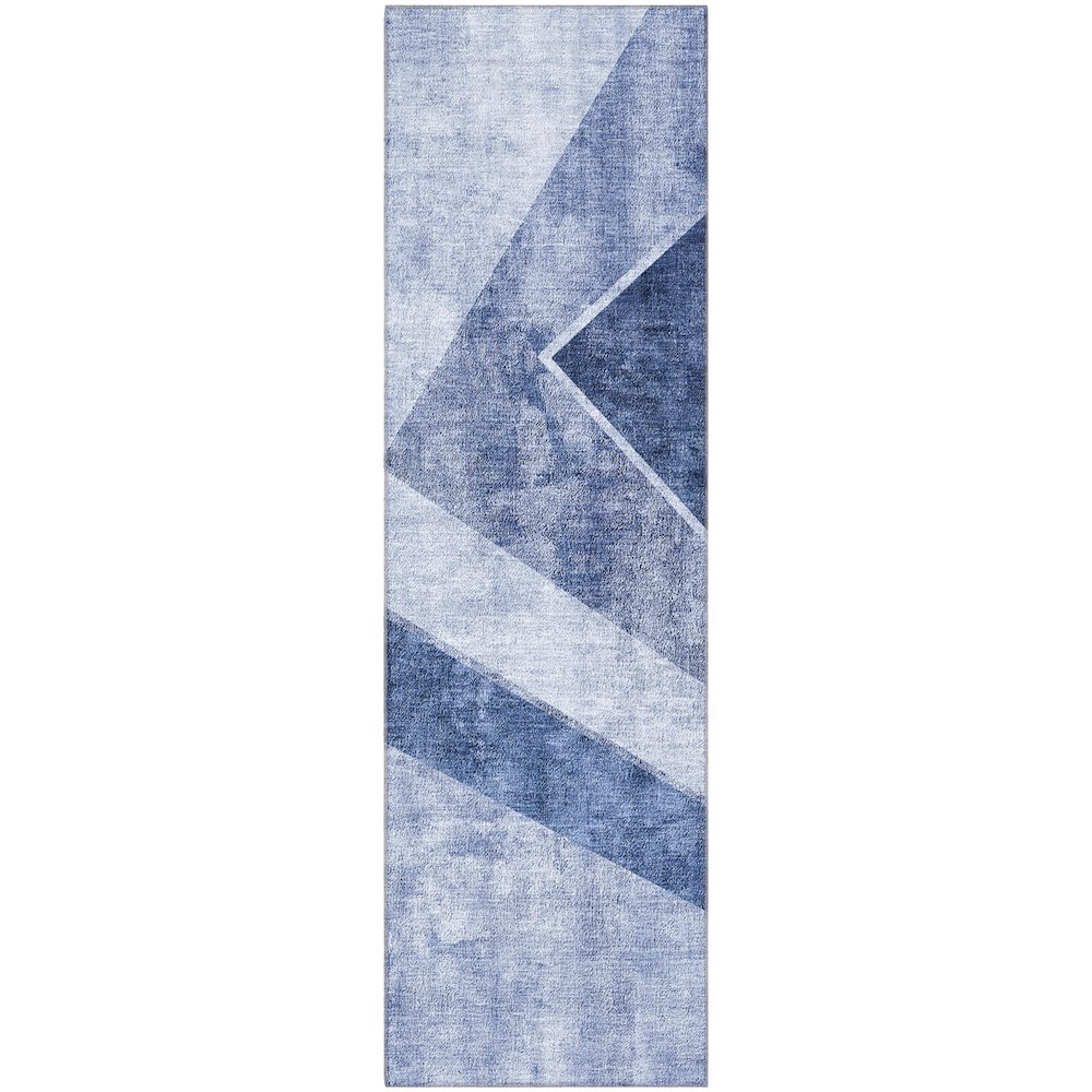 Premium Machine Washable Mayfield AMF671 Blue 2'3" x 7'6" Runner Rug. Picture 1