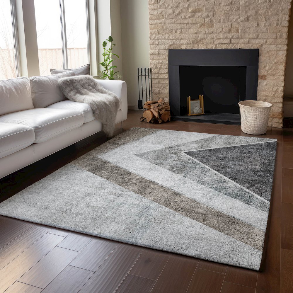 Premium Machine Washable Mayfield AMF671 Gray 2'6" x 3'10" Rug. Picture 6