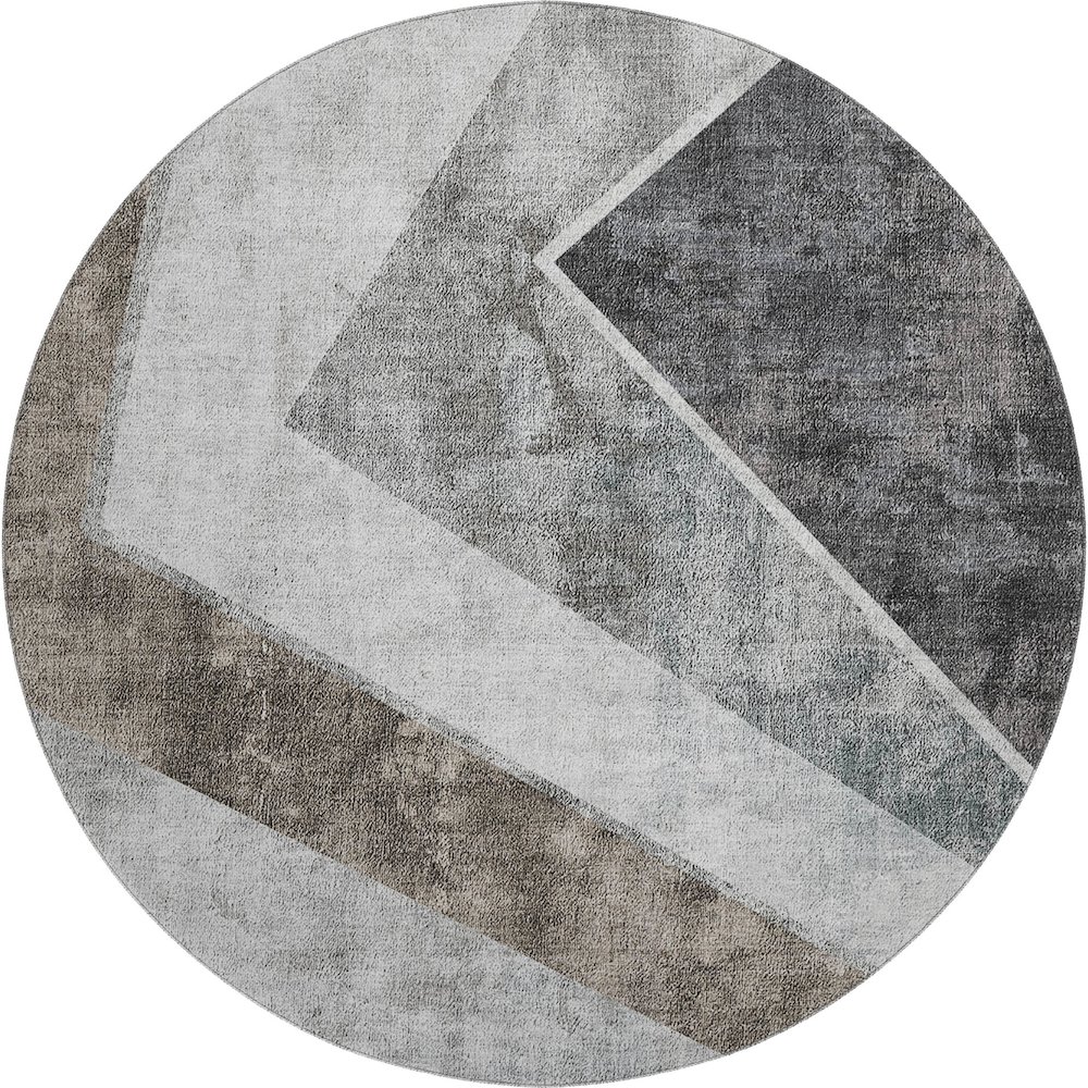 Premium Machine Washable Mayfield AMF671 Gray 8' x 8' Round Rug. Picture 1