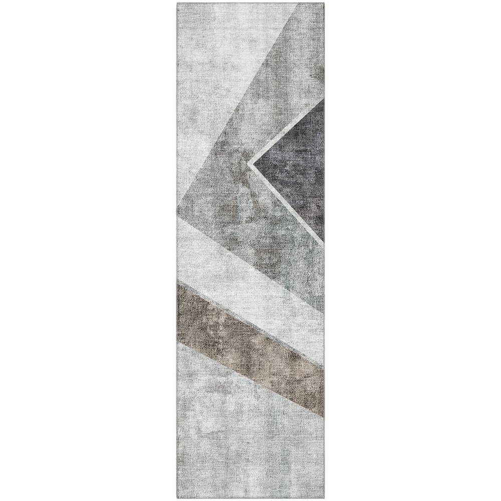 Premium Machine Washable Mayfield AMF671 Gray 2'3" x 7'6" Runner Rug. Picture 1