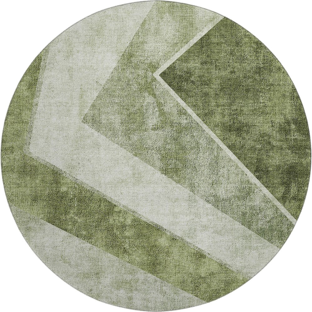 Premium Machine Washable Mayfield AMF671 Olive 8' x 8' Round Rug. Picture 1