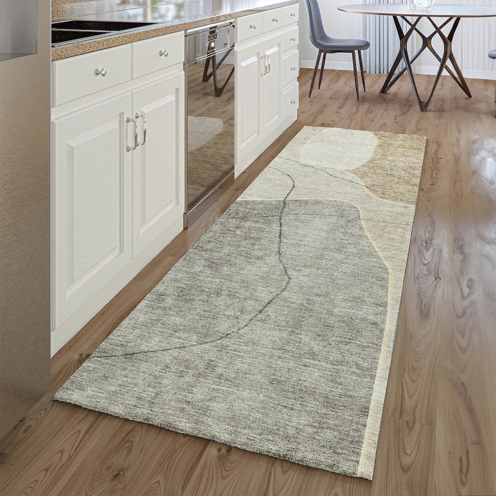 Premium Machine Washable Mayfield AMF672 Beige 2'3" x 7'6" Runner Rug. Picture 5