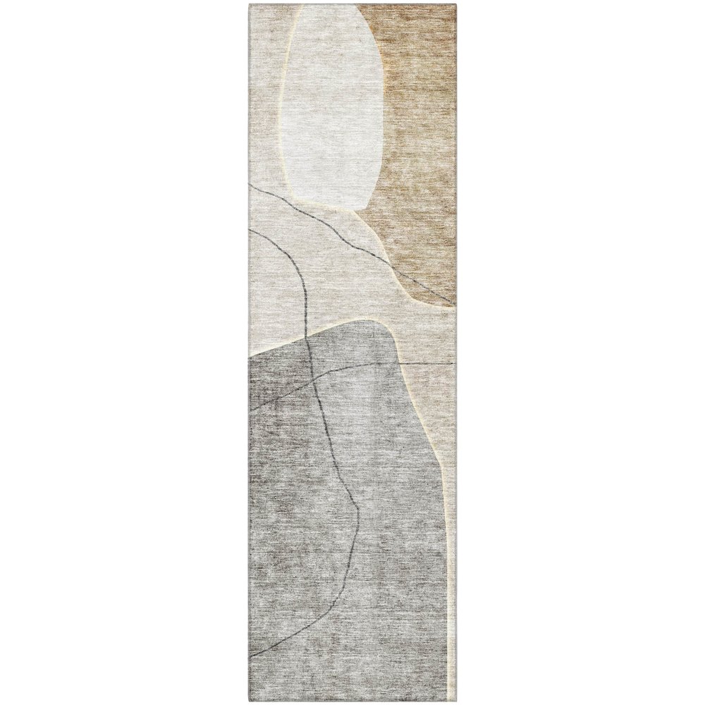 Premium Machine Washable Mayfield AMF672 Beige 2'3" x 7'6" Runner Rug. Picture 1