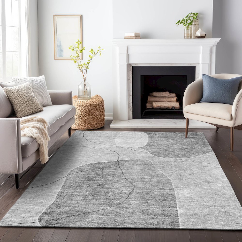 Premium Machine Washable Mayfield AMF672 Gray 2'6" x 3'10" Rug. Picture 5