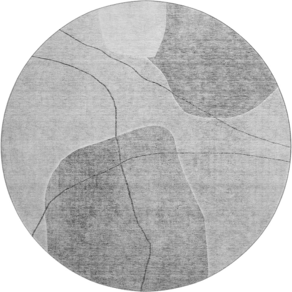 Premium Machine Washable Mayfield AMF672 Gray 8' x 8' Round Rug. Picture 1