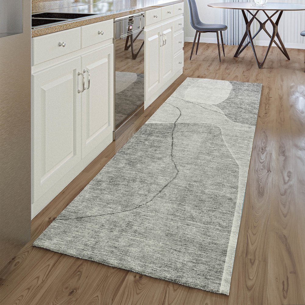 Premium Machine Washable Mayfield AMF672 Gray 2'3" x 7'6" Runner Rug. Picture 5