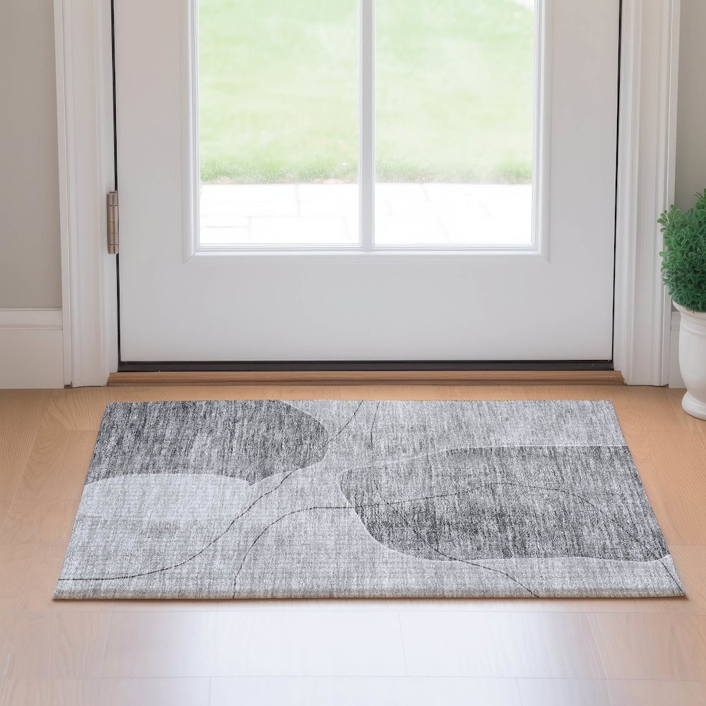 Premium Machine Washable Mayfield AMF672 Gray 1'8" x 2'6" Rug. Picture 5
