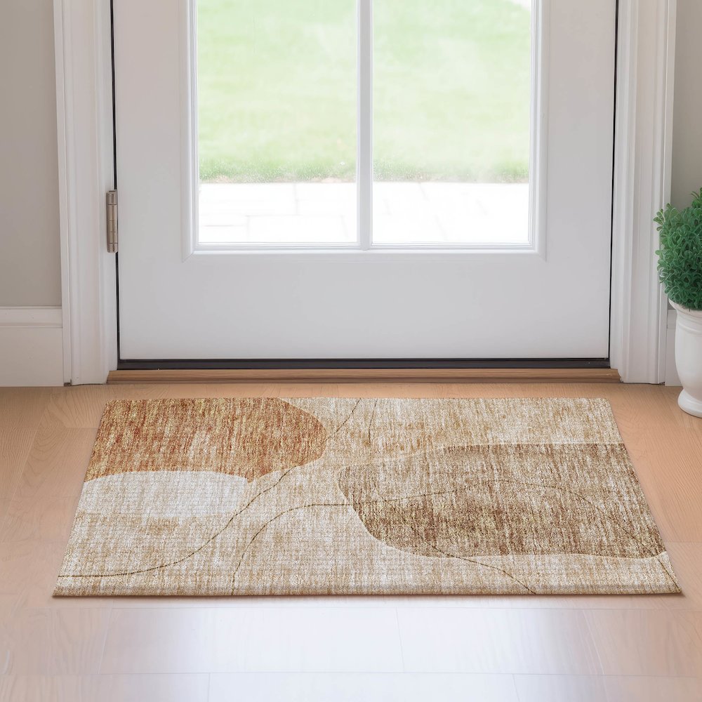 Premium Machine Washable Mayfield AMF672 Paprika 1'8" x 2'6" Rug. Picture 5