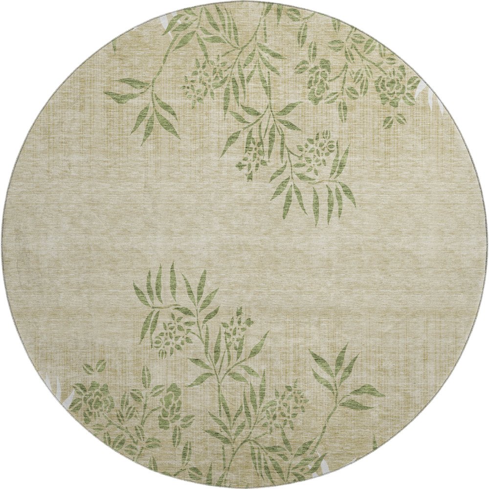 Premium Machine Washable Mayfield AMF673 Khaki 8' x 8' Round Rug. Picture 1