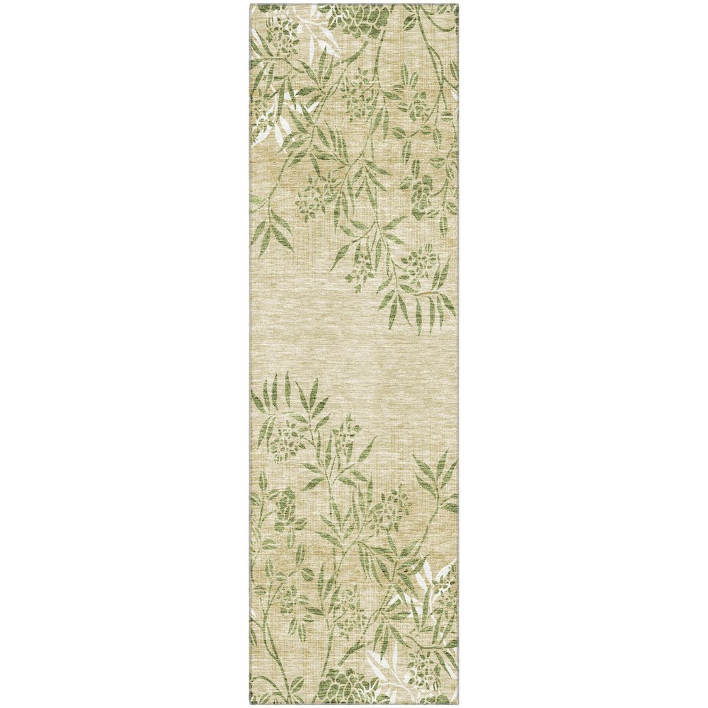 Premium Machine Washable Mayfield AMF673 Khaki 2'3" x 7'6" Runner Rug. Picture 1