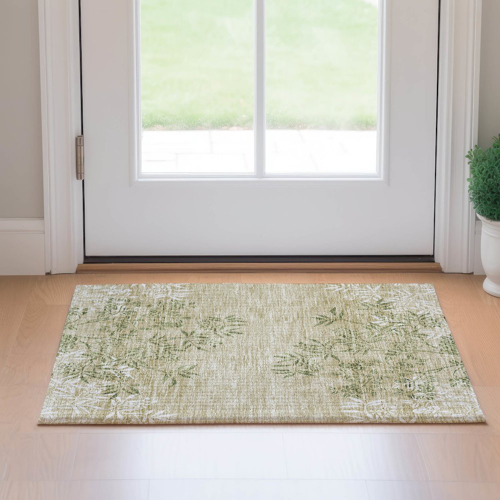 Premium Machine Washable Mayfield AMF673 Khaki 1'8" x 2'6" Rug. Picture 5
