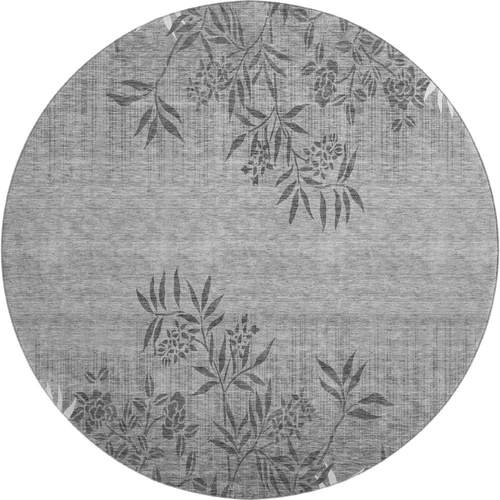 Premium Machine Washable Mayfield AMF673 Pewter 8' x 8' Round Rug. Picture 1