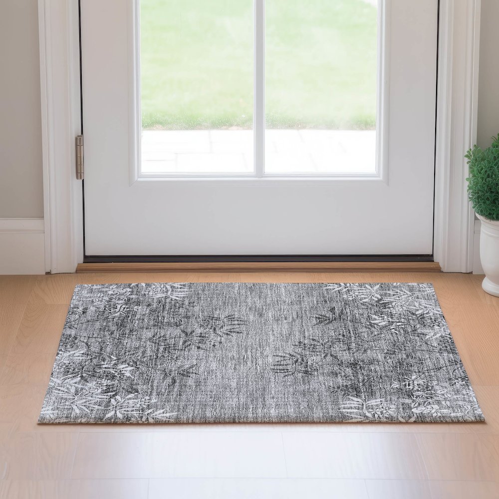 Premium Machine Washable Mayfield AMF673 Pewter 1'8" x 2'6" Rug. Picture 5