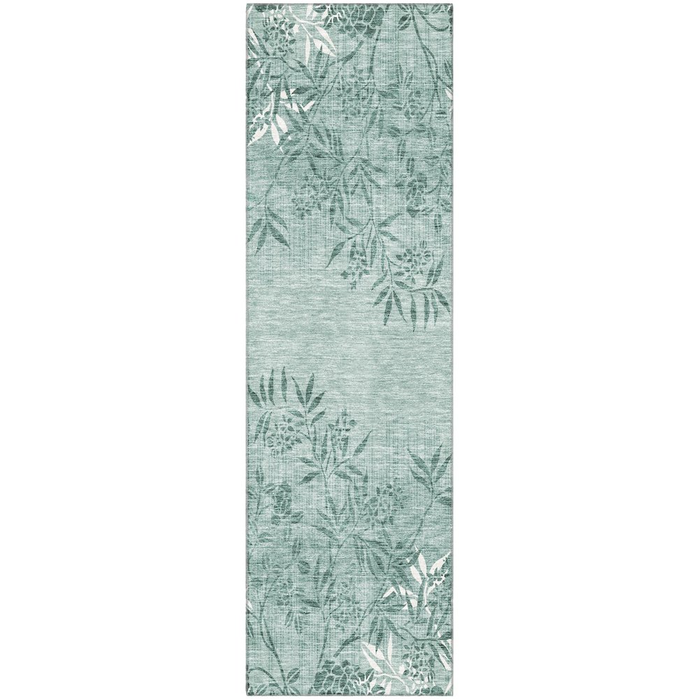 Premium Machine Washable Mayfield AMF673 Sage 2'3" x 7'6" Runner Rug. Picture 1