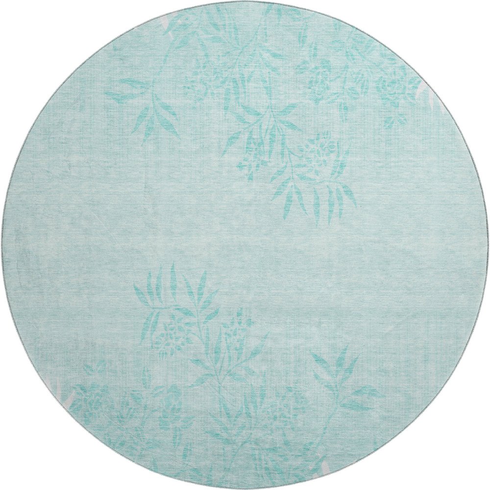 Premium Machine Washable Mayfield AMF673 Teal 8' x 8' Round Rug. Picture 1