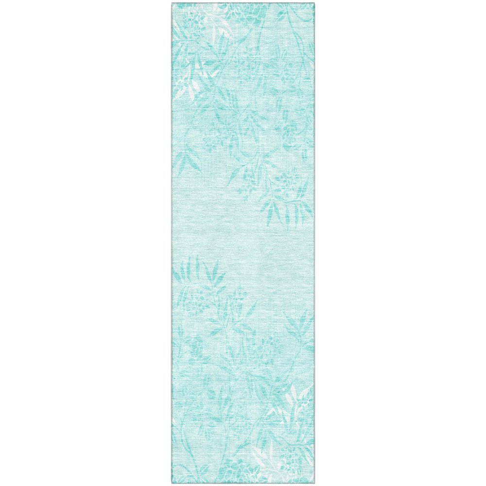 Premium Machine Washable Mayfield AMF673 Teal 2'3" x 7'6" Runner Rug. Picture 1