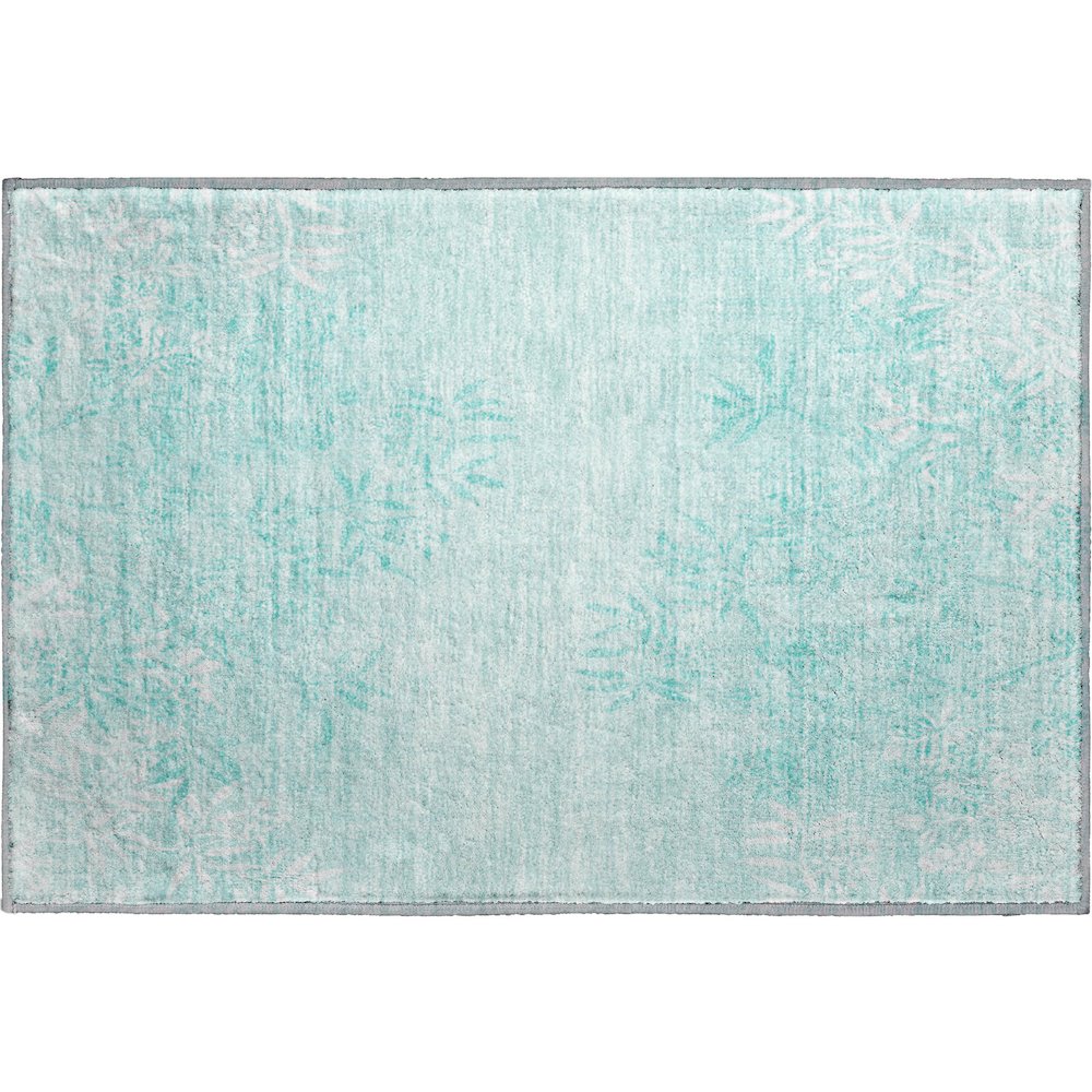 Premium Machine Washable Mayfield AMF673 Teal 1'8" x 2'6" Rug. Picture 1