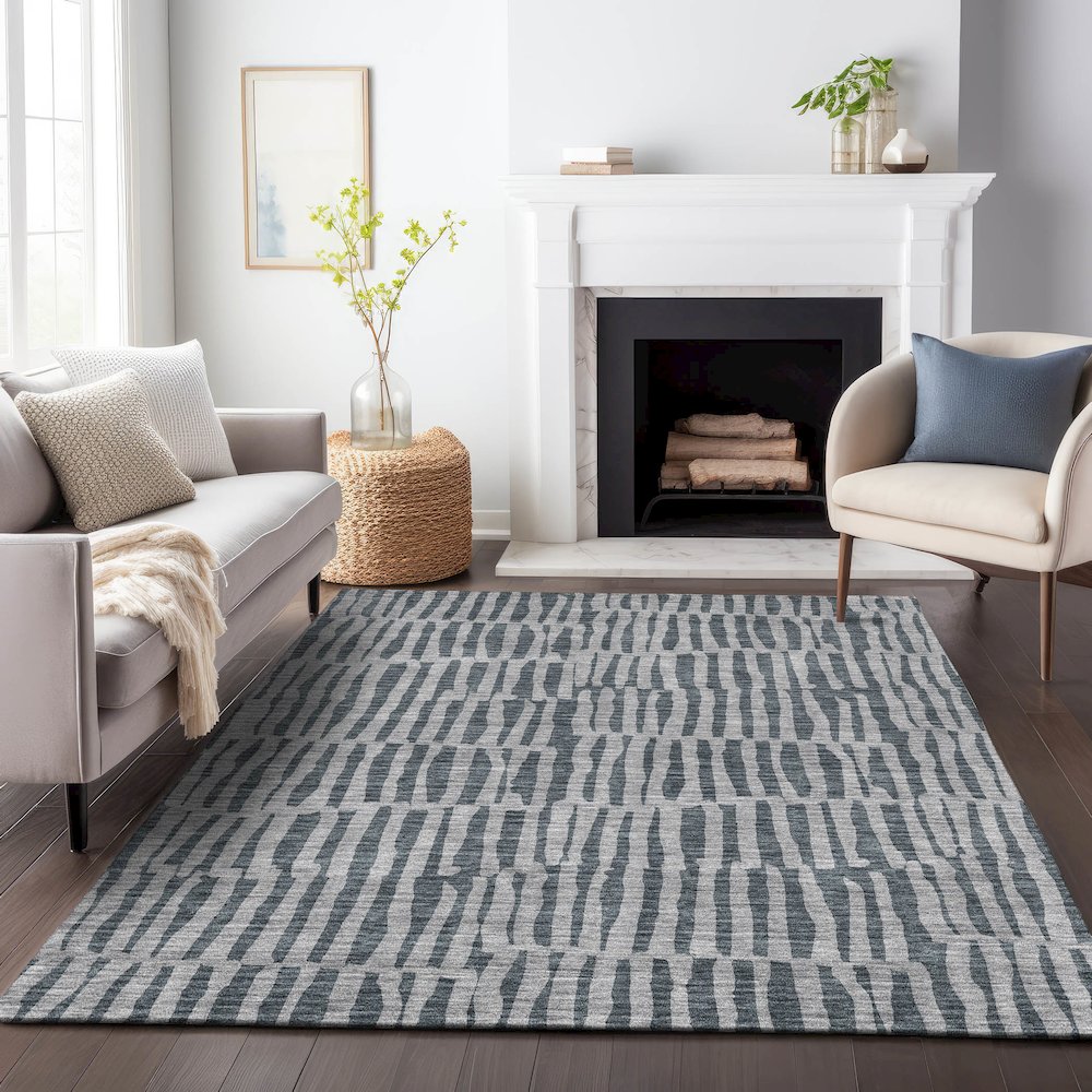 Premium Machine Washable Mayfield AMF674 Charcoal 2'6" x 3'10" Rug. Picture 5