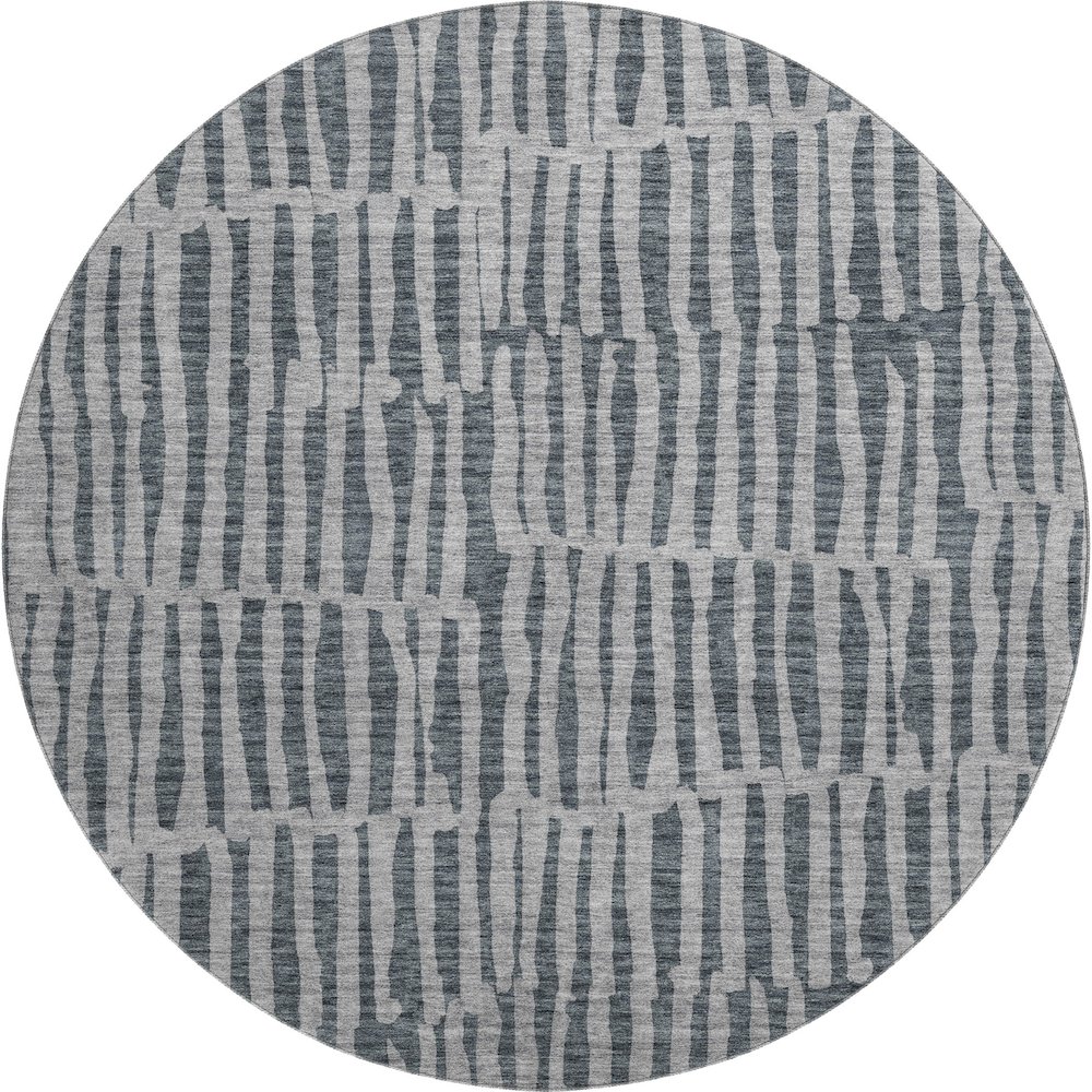 Premium Machine Washable Mayfield AMF674 Charcoal 8' x 8' Round Rug. Picture 1