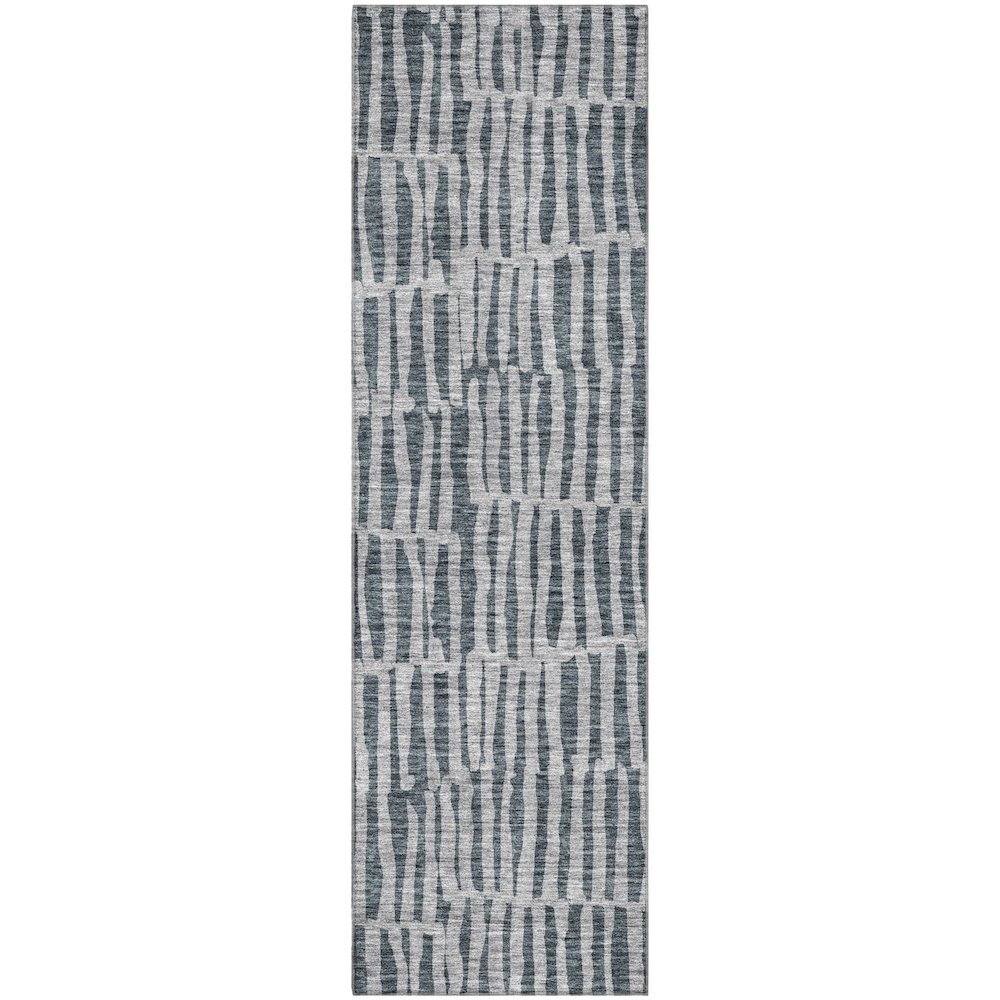 Premium Machine Washable Mayfield AMF674 Charcoal 2'3" x 7'6" Runner Rug. Picture 1