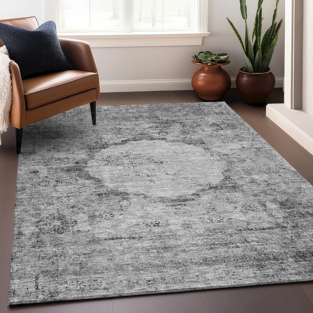 Premium Machine Washable Mayfield AMF675 Gray 2'6" x 3'10" Rug. Picture 6