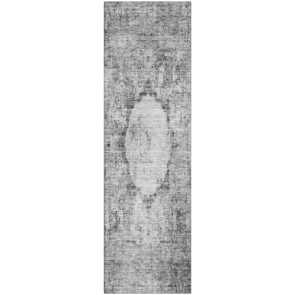 Premium Machine Washable Mayfield AMF675 Gray 2'3" x 7'6" Runner Rug. Picture 1