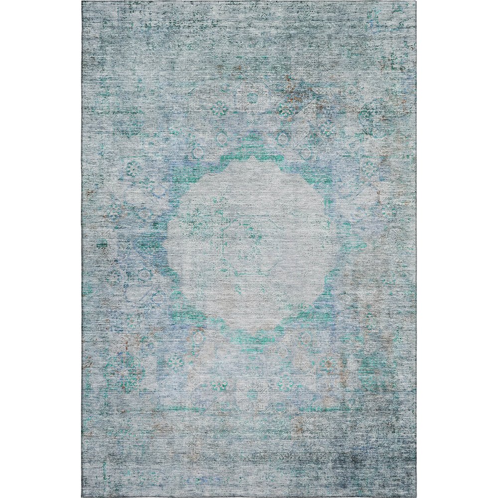 Premium Machine Washable Mayfield AMF675 Teal 2'6" x 3'10" Rug. Picture 1