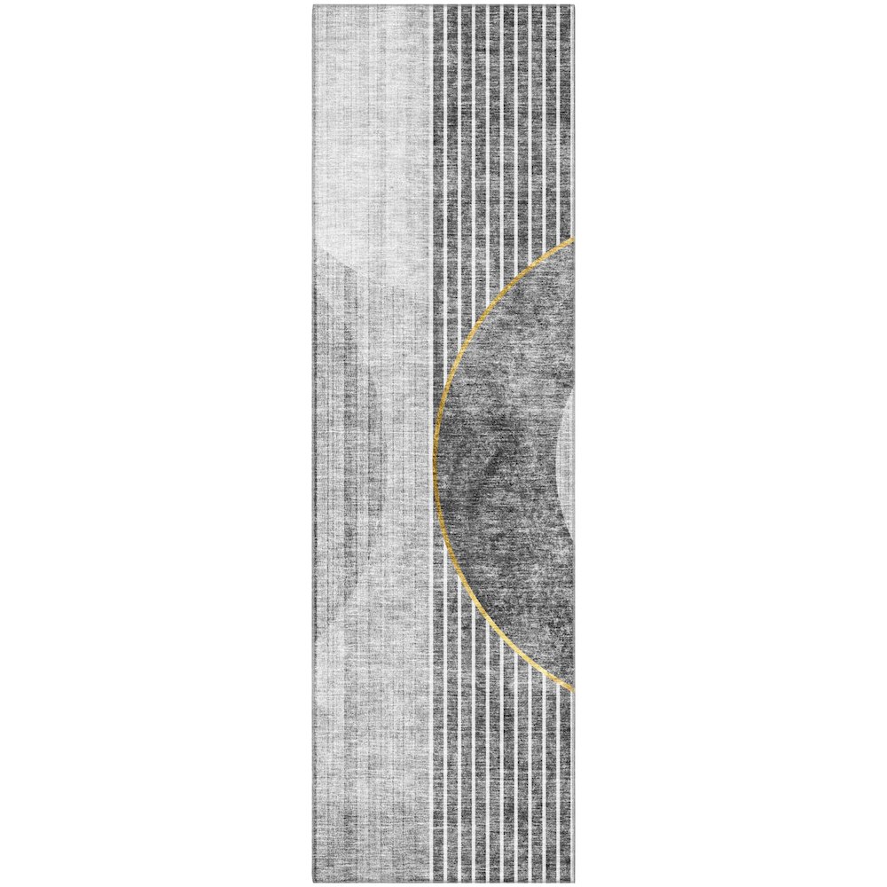 Premium Machine Washable Mayfield AMF676 Charcoal 2'3" x 7'6" Runner Rug. Picture 1