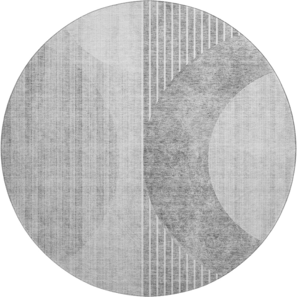 Premium Machine Washable Mayfield AMF676 Gray 8' x 8' Round Rug. Picture 1