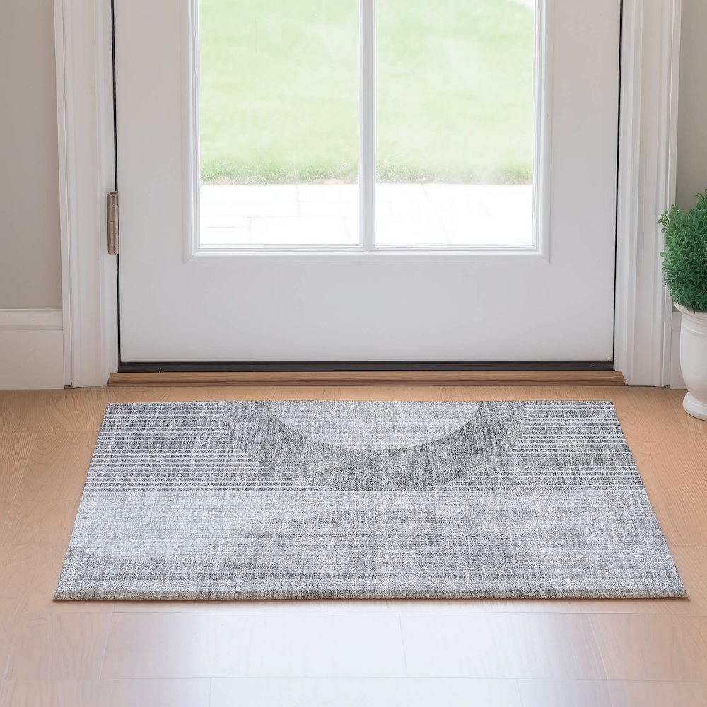 Premium Machine Washable Mayfield AMF676 Gray 1'8" x 2'6" Rug. Picture 5