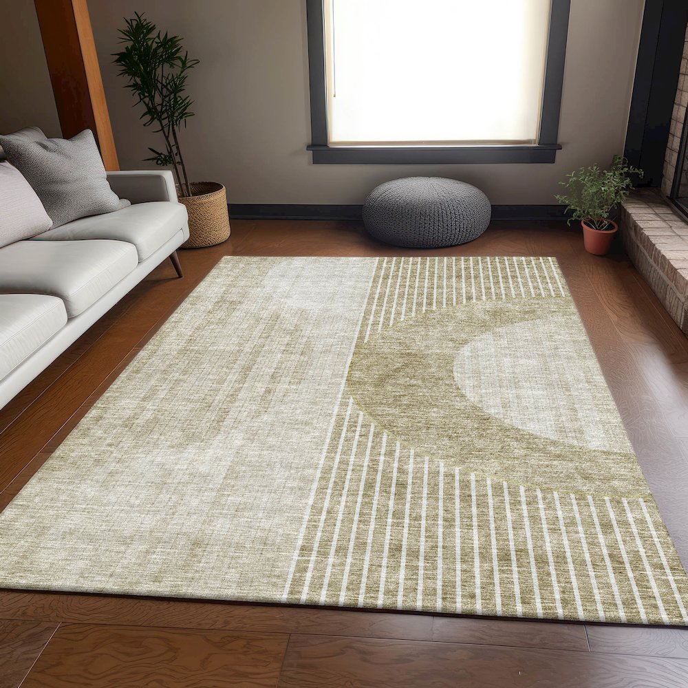 Premium Machine Washable Mayfield AMF676 Taupe 2'6" x 3'10" Rug. Picture 5