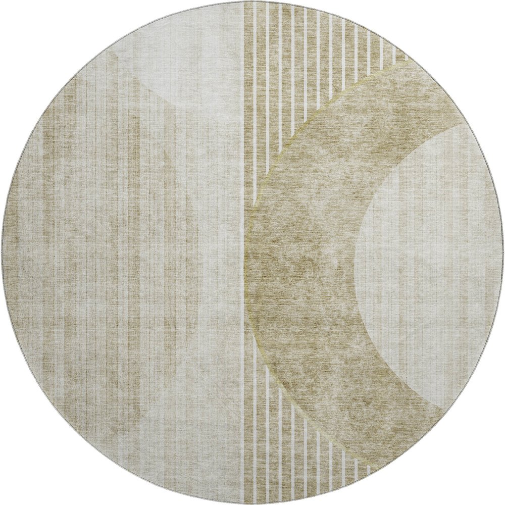 Premium Machine Washable Mayfield AMF676 Taupe 8' x 8' Round Rug. Picture 1