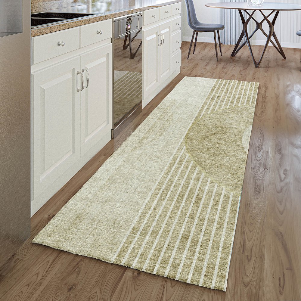 Premium Machine Washable Mayfield AMF676 Taupe 2'3" x 7'6" Runner Rug. Picture 5