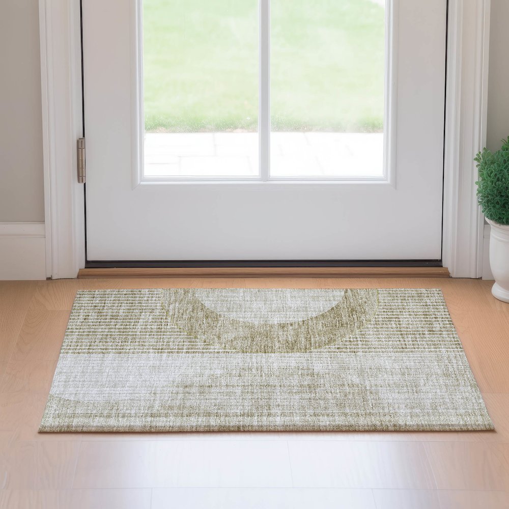 Premium Machine Washable Mayfield AMF676 Taupe 1'8" x 2'6" Rug. Picture 5