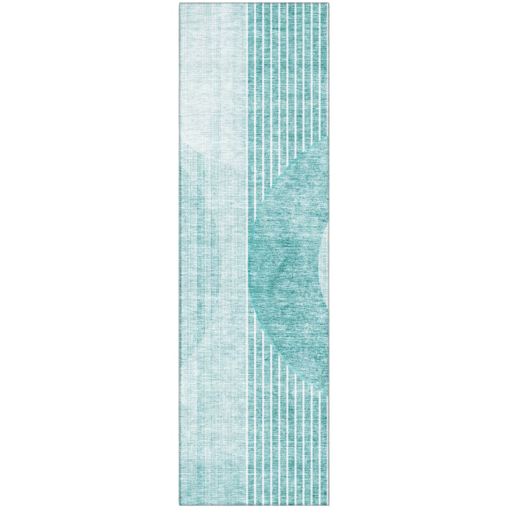 Premium Machine Washable Mayfield AMF676 Teal 2'3" x 7'6" Runner Rug. Picture 1