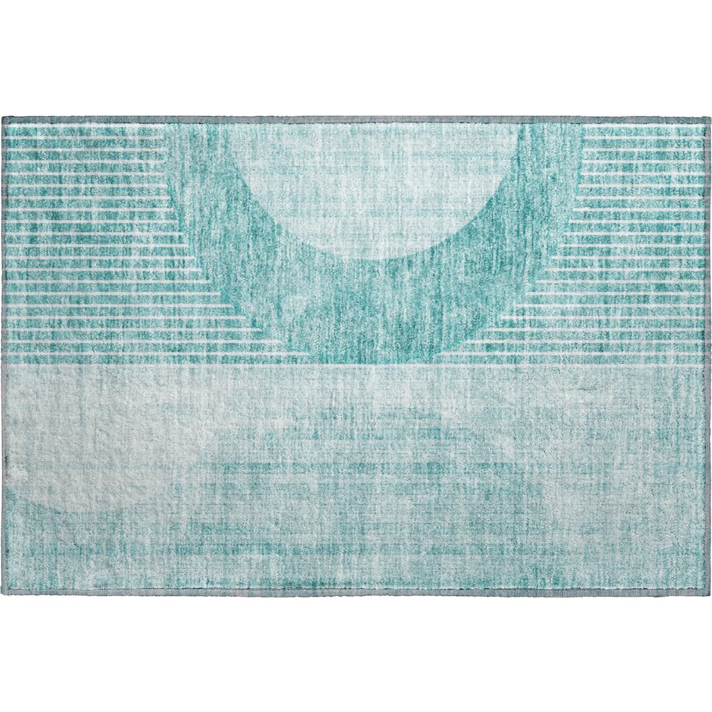 Premium Machine Washable Mayfield AMF676 Teal 1'8" x 2'6" Rug. Picture 1